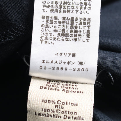 半袖Tシャツ レザーパッチ コットン ネイビー エルメス トップス HERMES