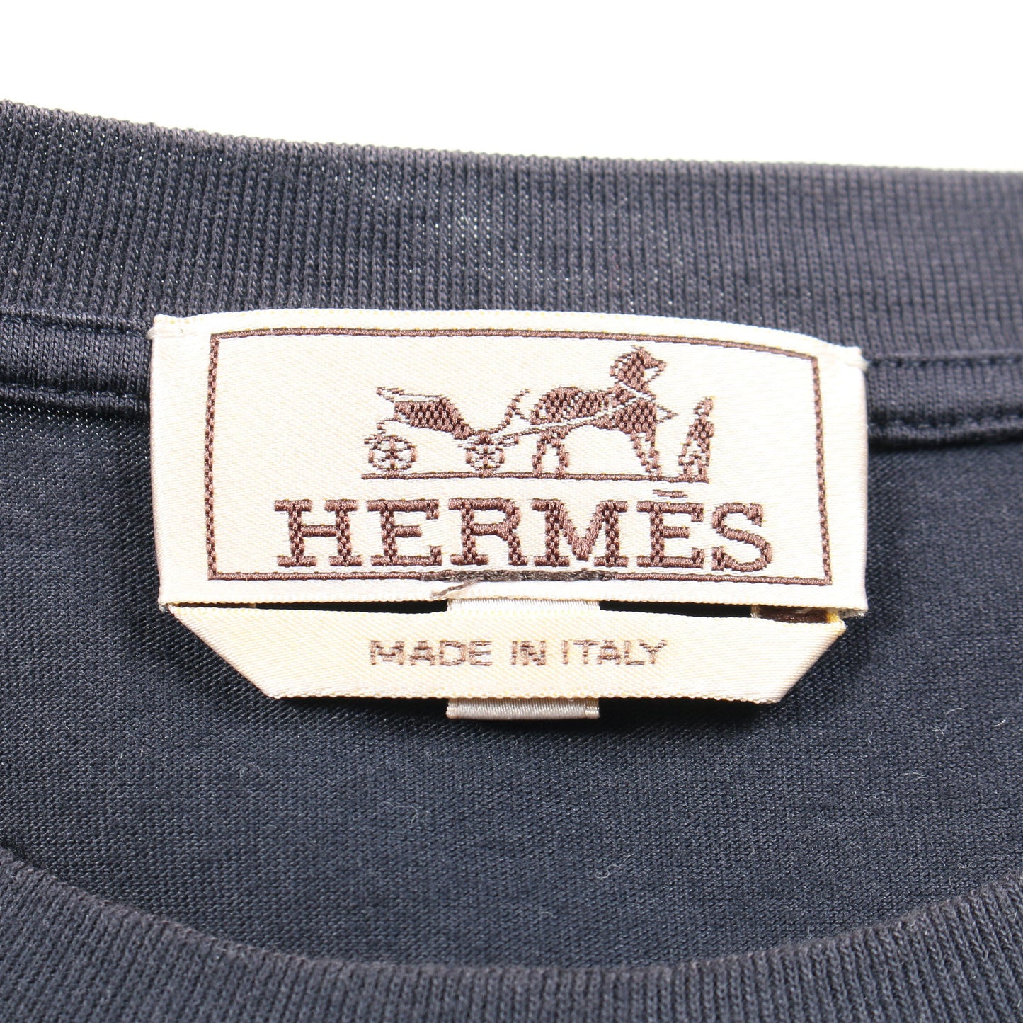 半袖Tシャツ レザーパッチ コットン ネイビー エルメス トップス HERMES