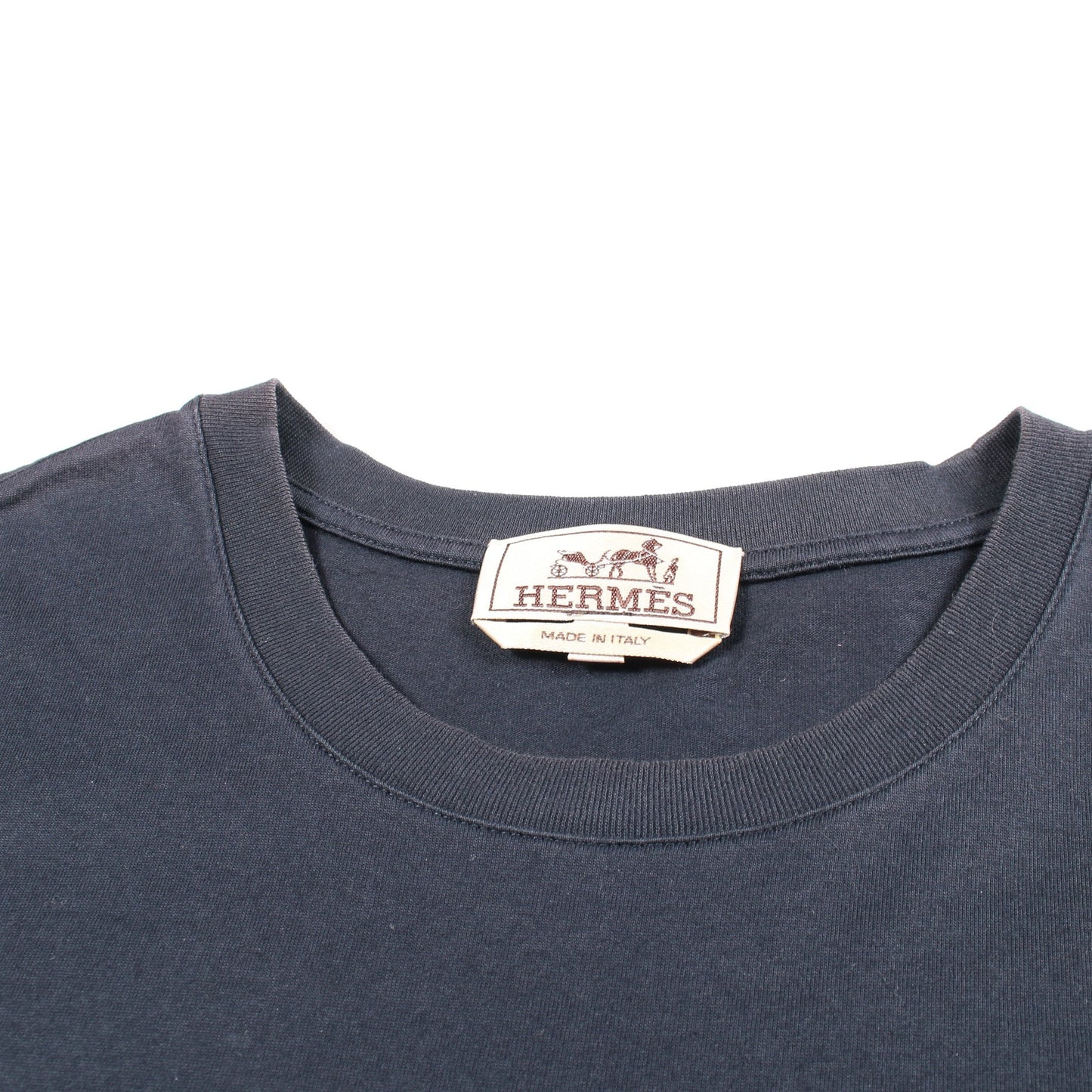 半袖Tシャツ レザーパッチ コットン ネイビー エルメス トップス HERMES