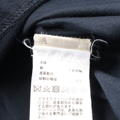 半袖Tシャツ レザーパッチ コットン ネイビー エルメス トップス HERMES