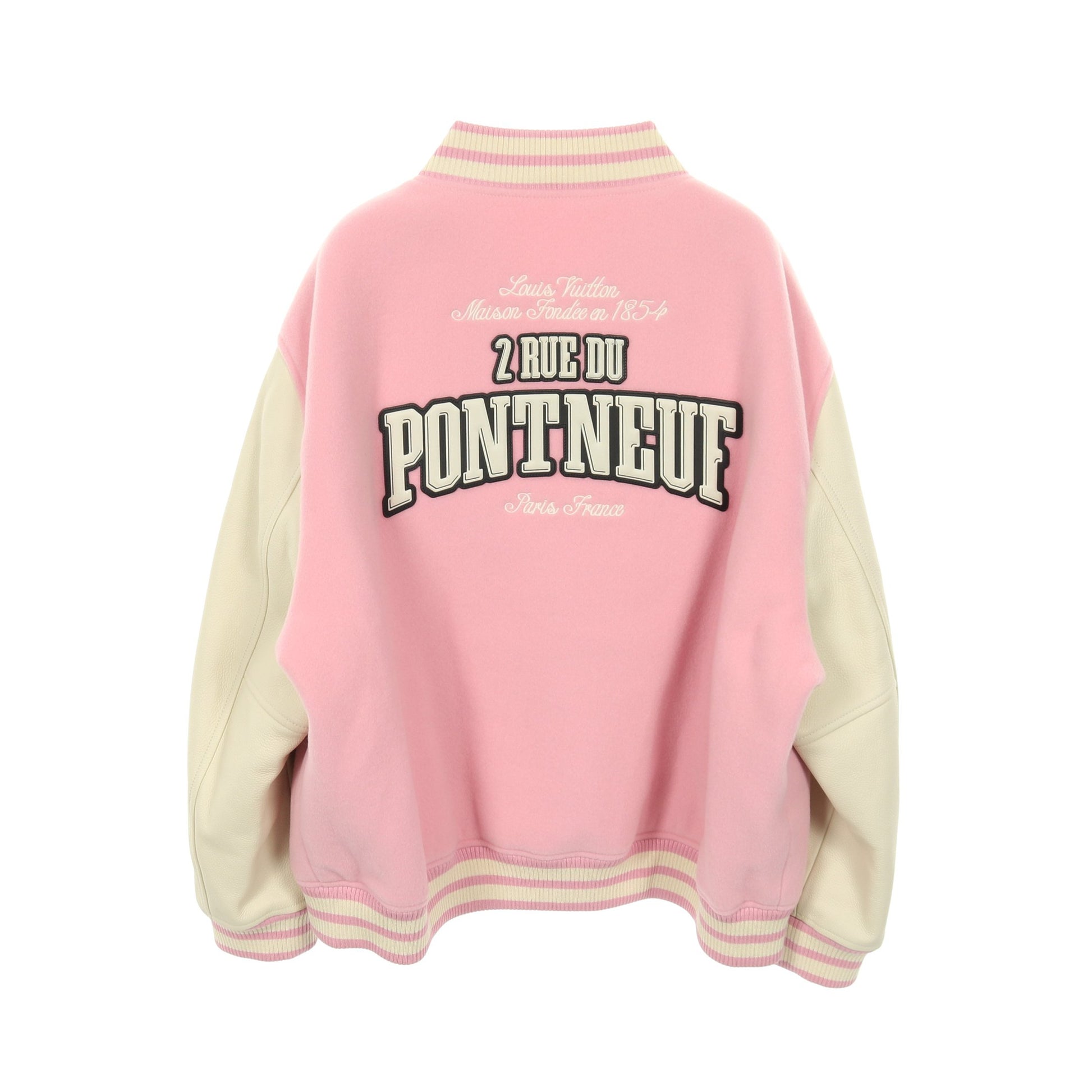 シグネチャーレザー バーシティジャケット スタジャン ジャケット ウール カシミヤ レザー ピンク ホワイト 25AW ルイヴィトン アウター LOUIS VUITTON