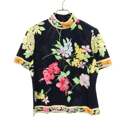 ブラウス 花柄 コットン ネイビー マルチカラー レオナールファッション トップス LEONARD FASHION