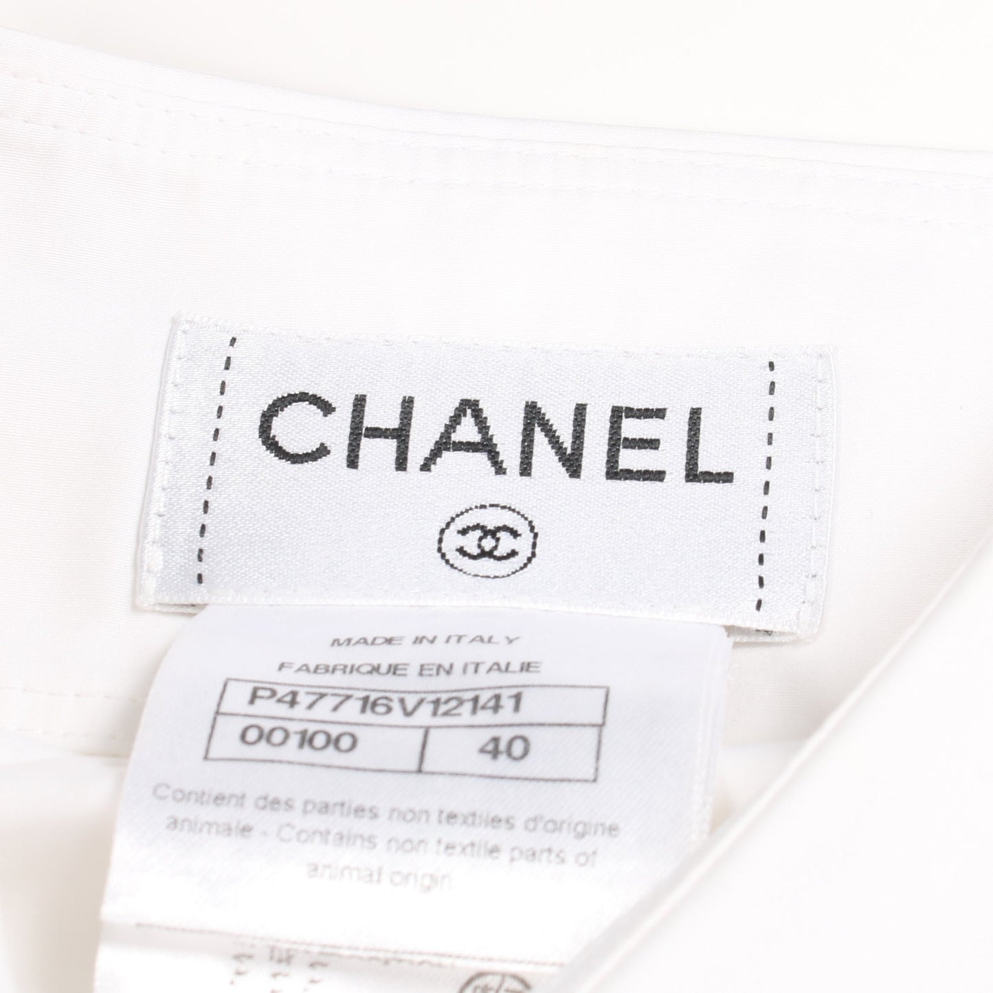 シャツ フリル ブラウス コットン ホワイト シャネル トップス CHANEL