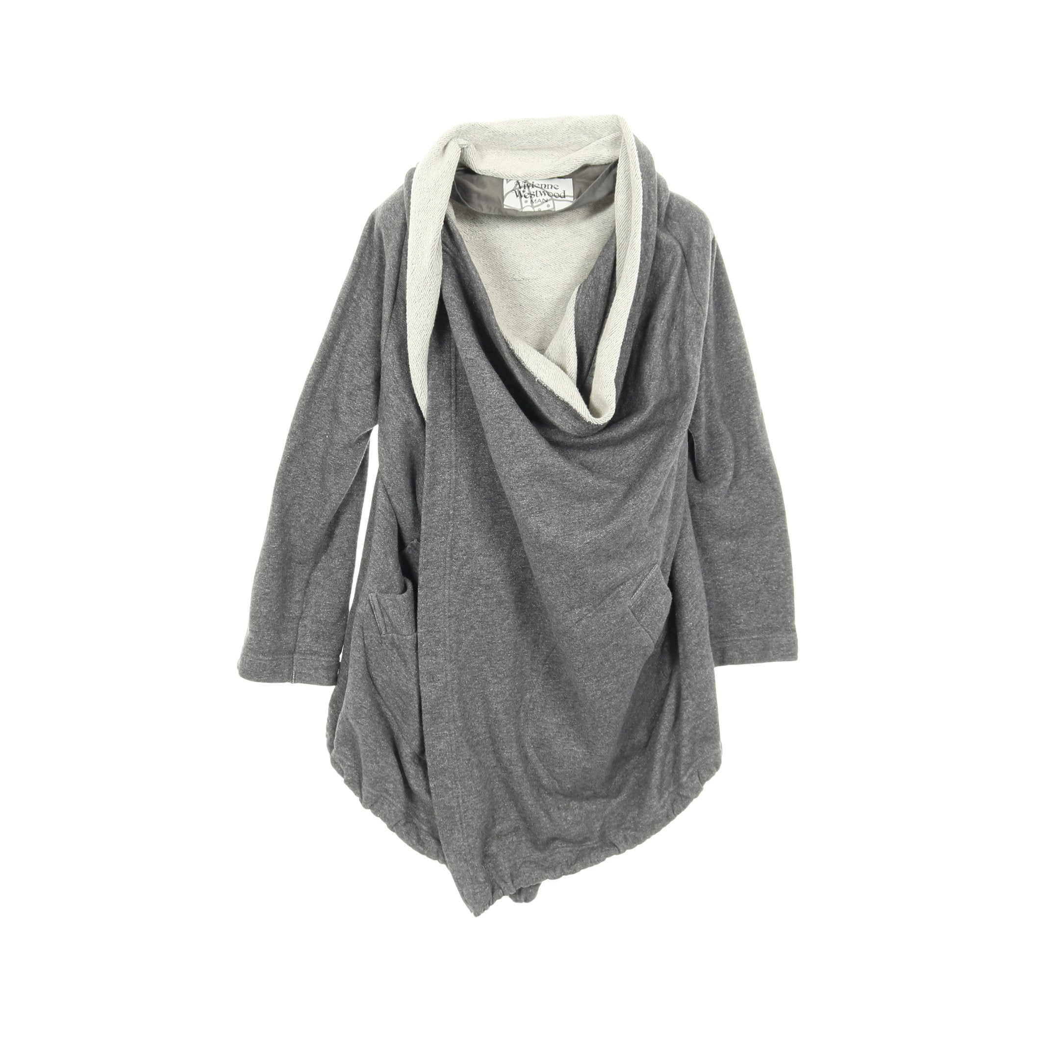 ヴィヴィアンウエストウッドマン 変形 ロングカーディガン マント ポンチョ カーディガン コットン グレー 変形 ヴィヴィアンウエストウッドマン