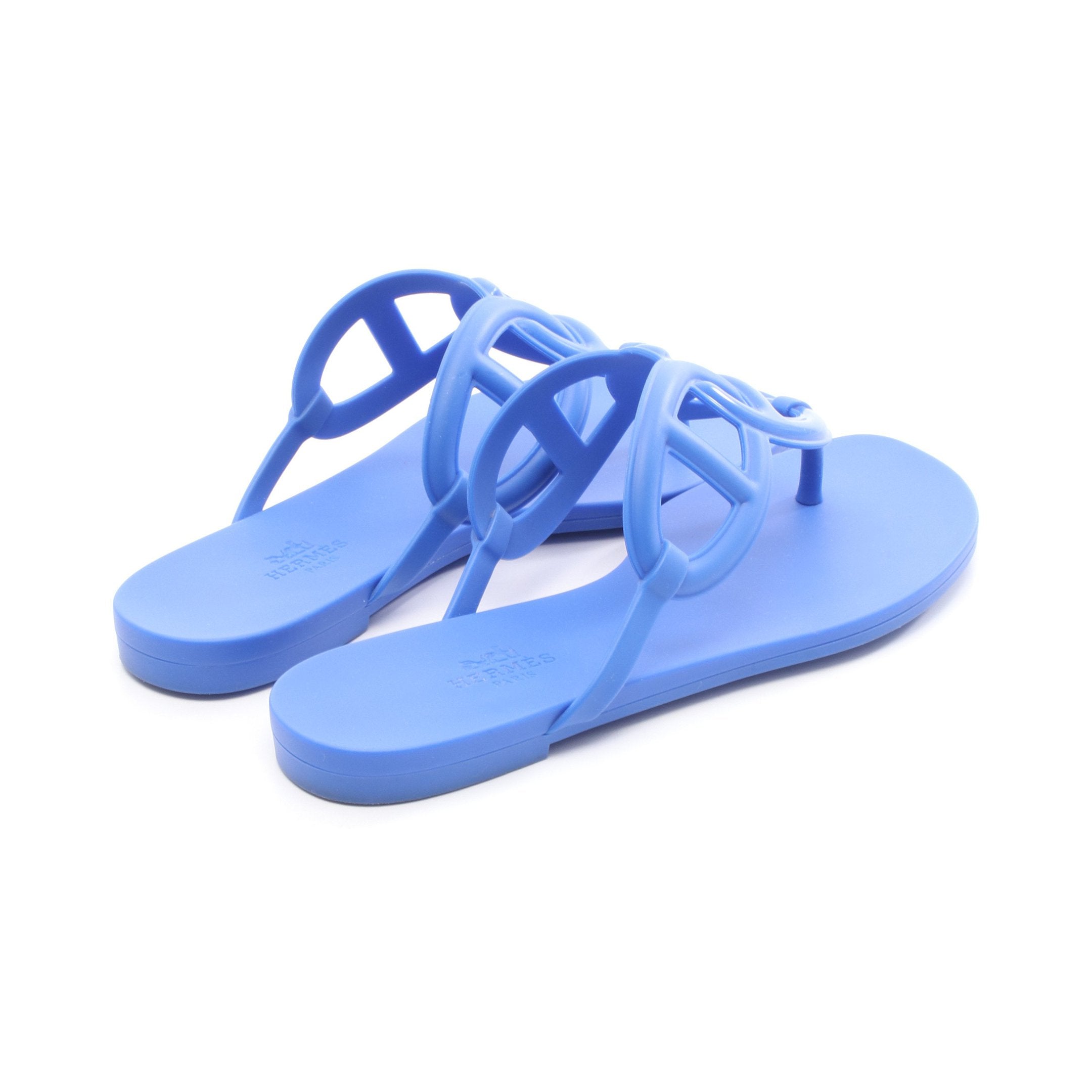 エジェリ シェーヌダンクル トングサンダル ラバー ブルー エルメス