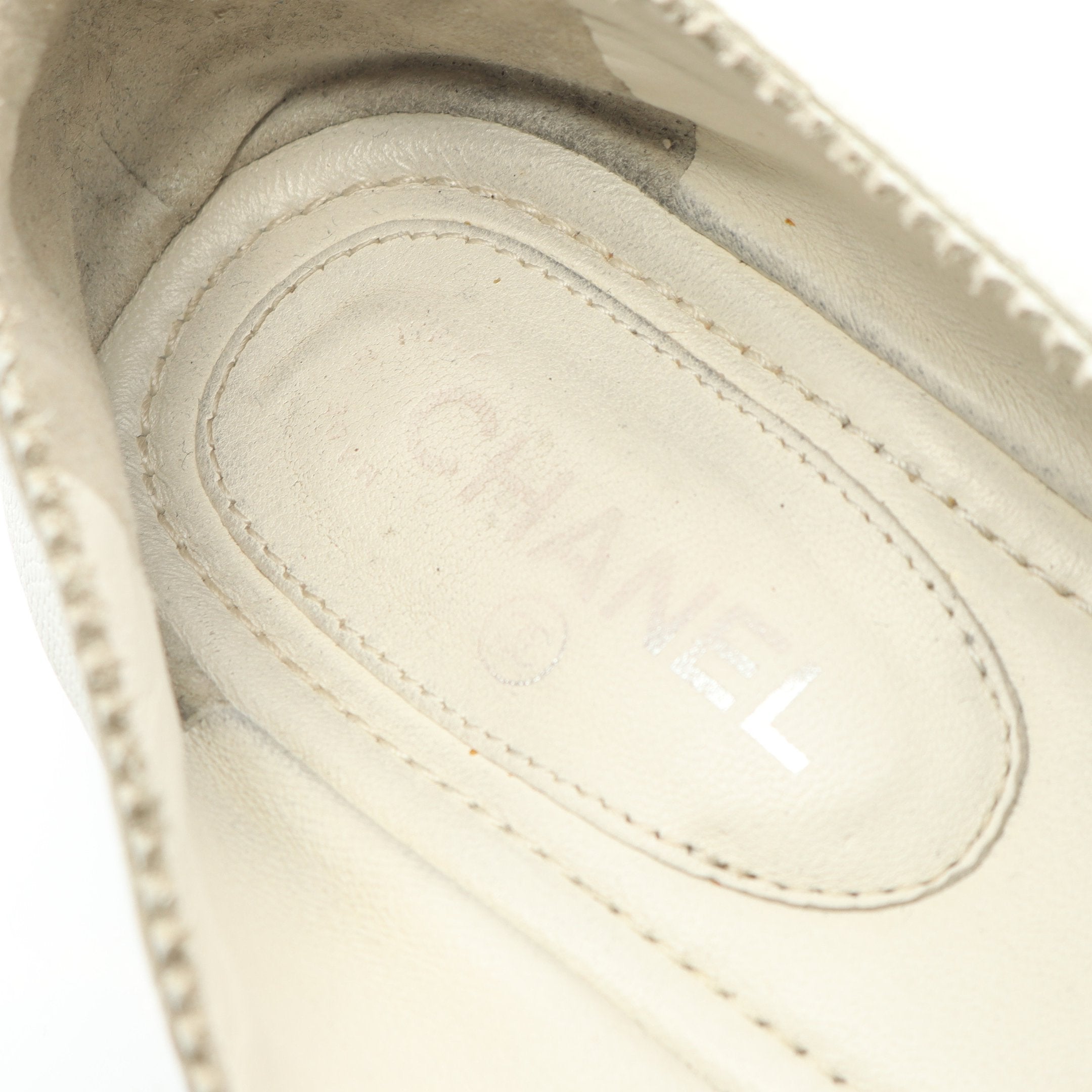 メリージェーン バレエシューズ レザー ホワイト ブラック シャネル