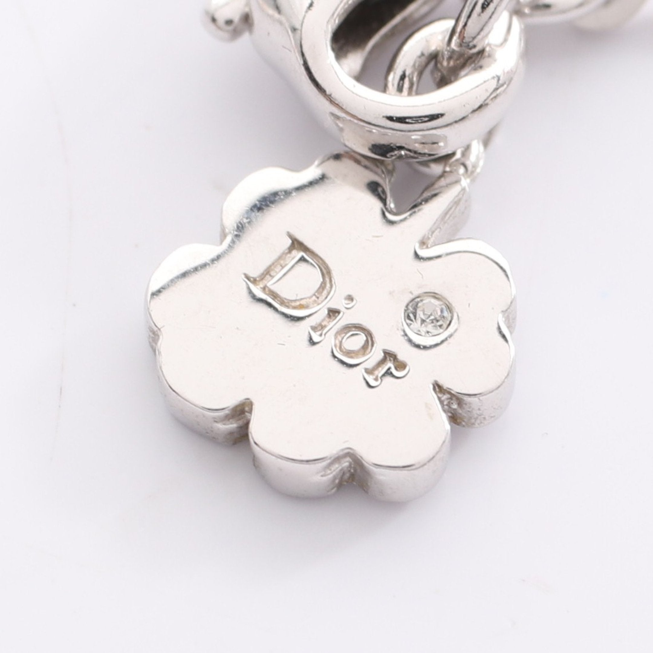 Diorロゴ ハート ネックレス ラインストーン シルバー クリア