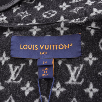 モノグラム フーデッドラップコート ガウンコート ウール シルク ブラック ルイヴィトン アウター LOUIS VUITTON