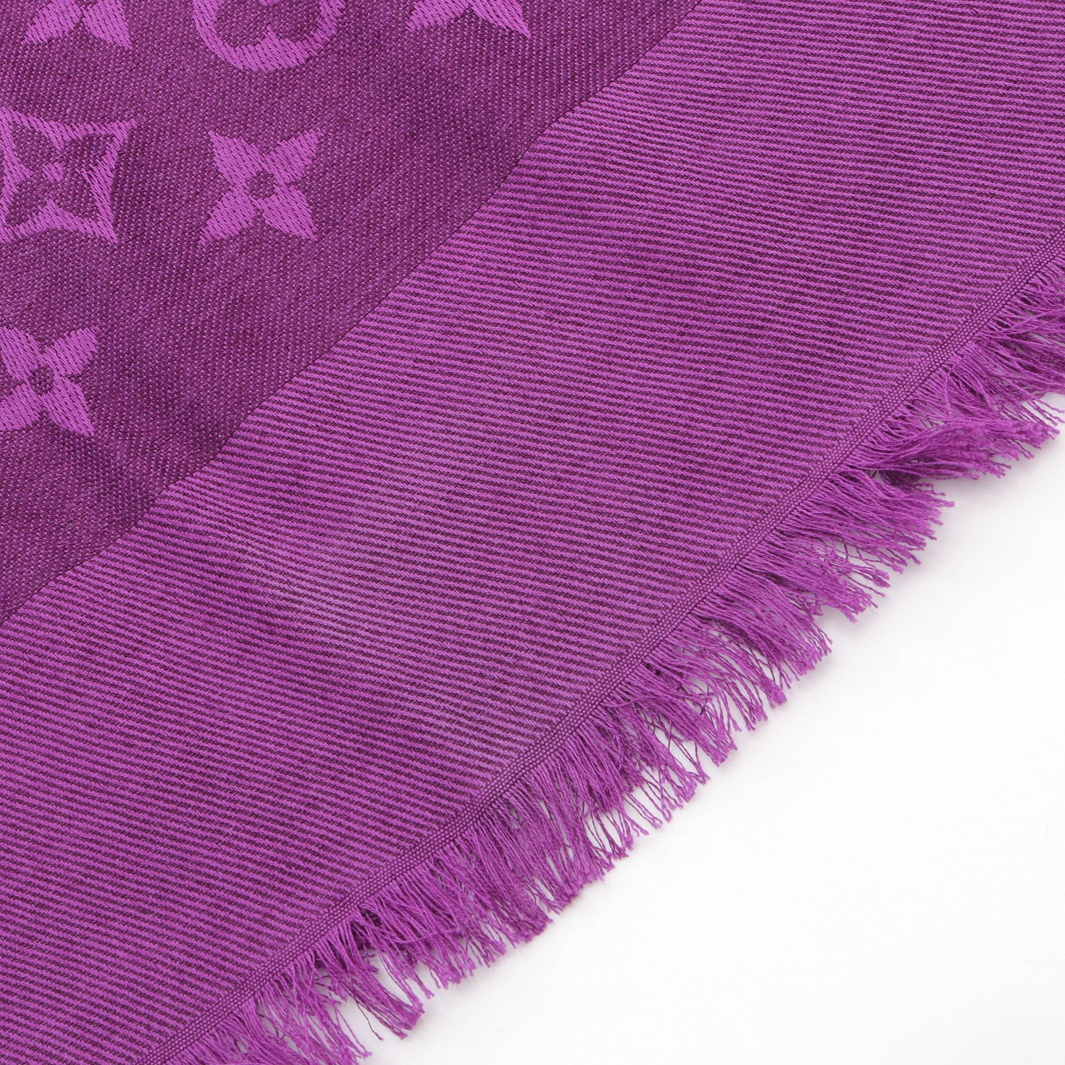 LOUIS VUITTON シルク ストール ショール レディース パープル ショール モノグラム ストール 刺繍 シルク ウール パープル ルイ