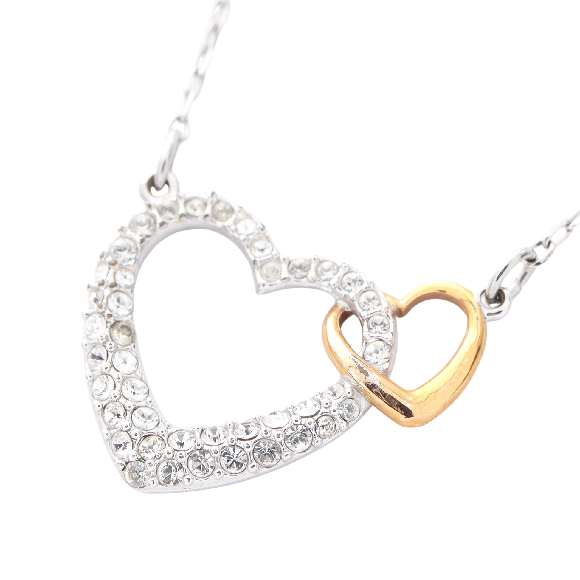 ディアスモール ダブルハート ネックレス GP クリスタル シルバー ゴールド クリア スワロフスキー アクセサリー SWAROVSKI