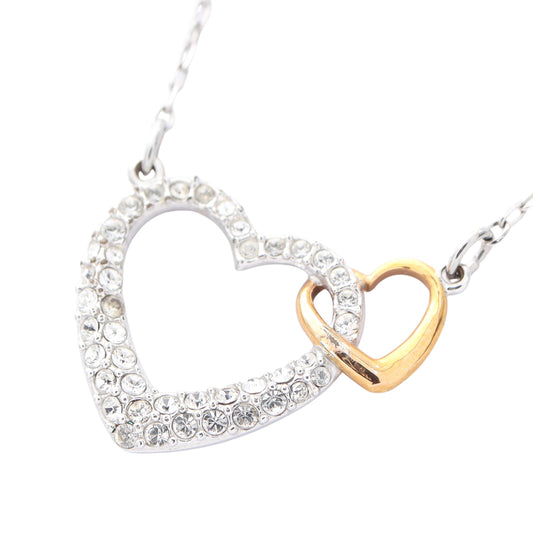 ディアスモール ダブルハート ネックレス GP クリスタル シルバー ゴールド クリア スワロフスキー アクセサリー SWAROVSKI