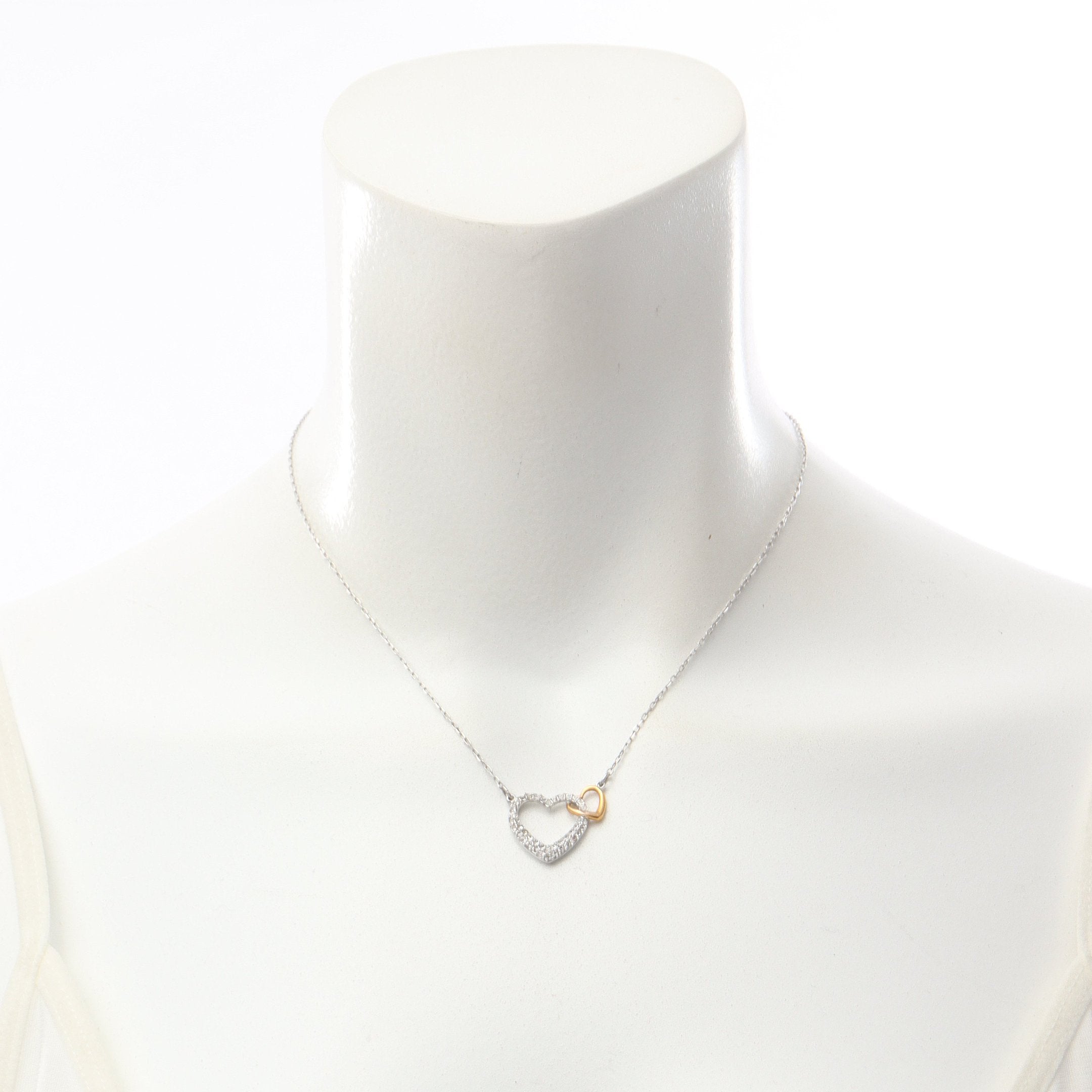 ディアスモール ダブルハート ネックレス GP クリスタル シルバー