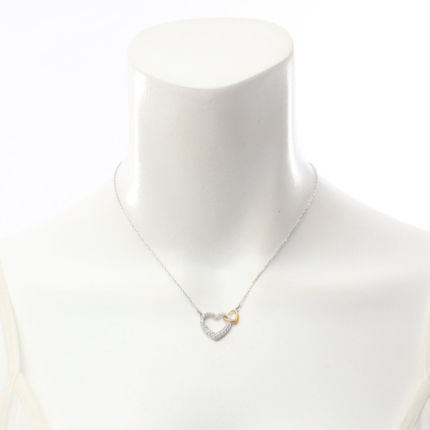 ディアスモール ダブルハート ネックレス GP クリスタル シルバー ゴールド クリア スワロフスキー アクセサリー SWAROVSKI