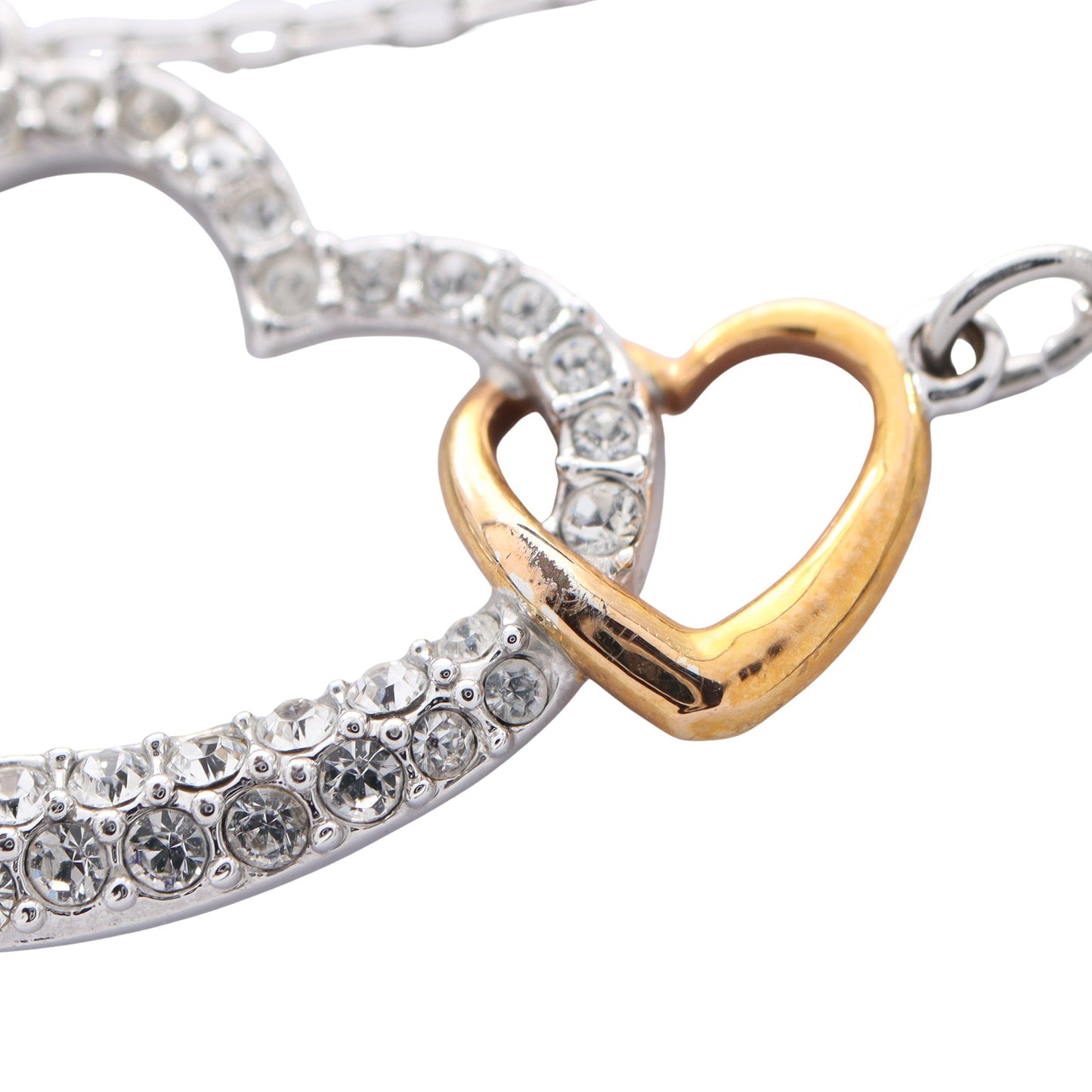 ディアスモール ダブルハート ネックレス GP クリスタル シルバー ゴールド クリア スワロフスキー アクセサリー SWAROVSKI