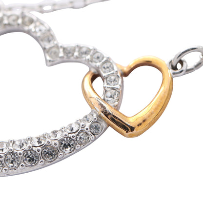 ディアスモール ダブルハート ネックレス GP クリスタル シルバー ゴールド クリア スワロフスキー アクセサリー SWAROVSKI