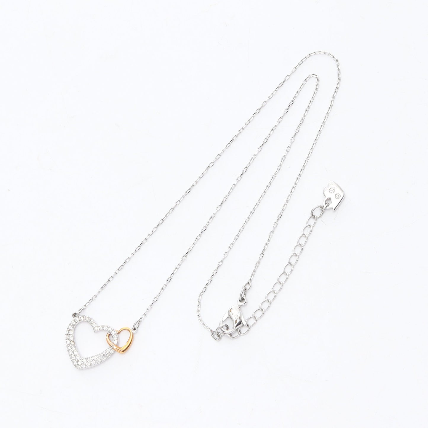 ディアスモール ダブルハート ネックレス GP クリスタル シルバー ゴールド クリア スワロフスキー アクセサリー SWAROVSKI