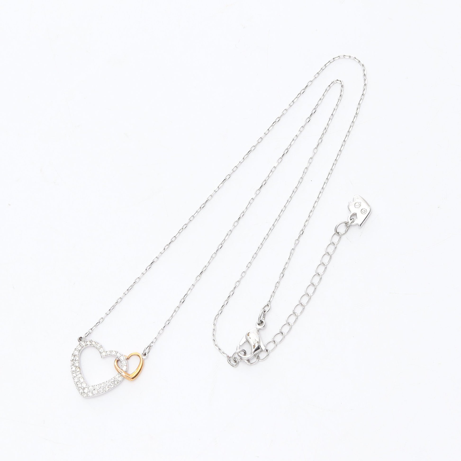 ディアスモール ダブルハート ネックレス GP クリスタル シルバー ゴールド クリア スワロフスキー アクセサリー SWAROVSKI