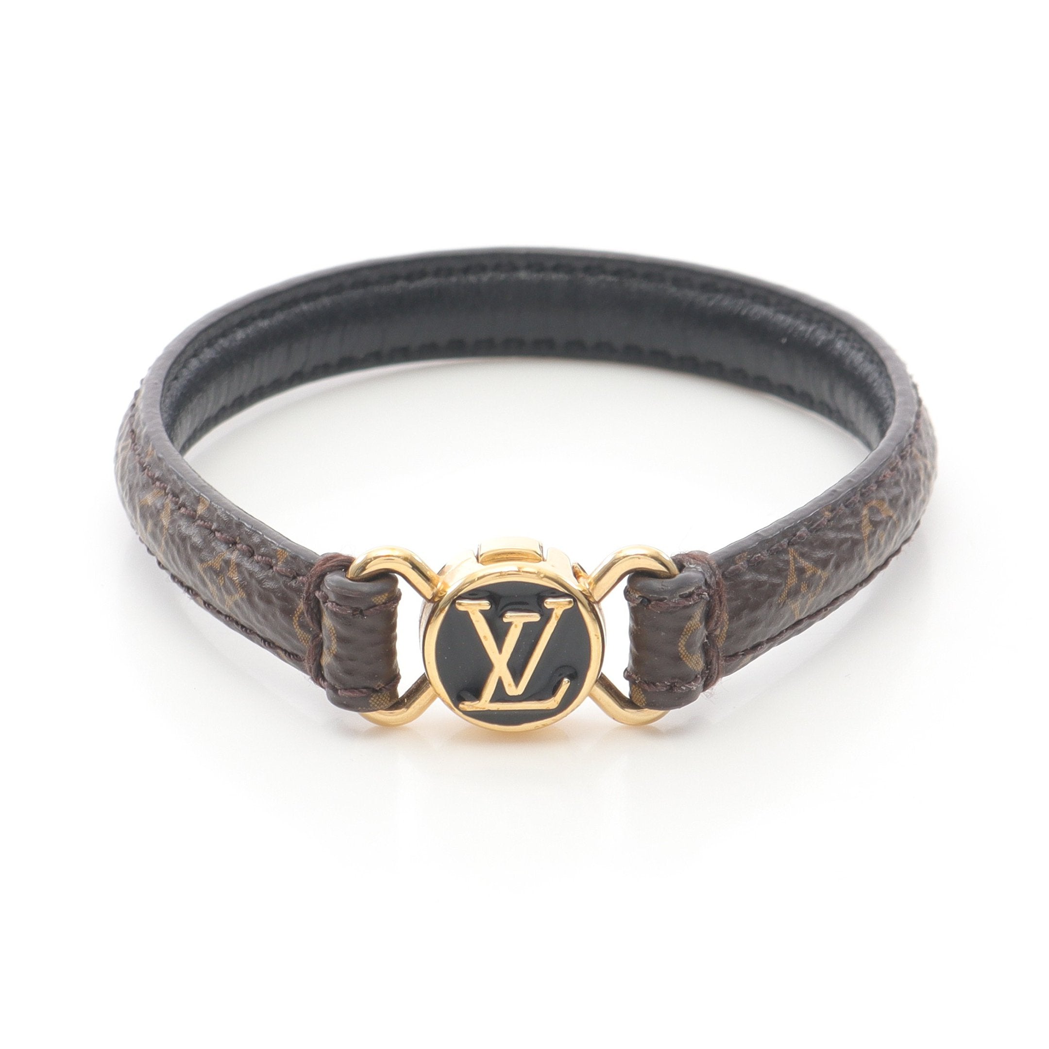 Louis Vuitton モノグラムレザーブレスレット LVクリックイット モノグラム ブレスレット PVC レザー GP ブラウン