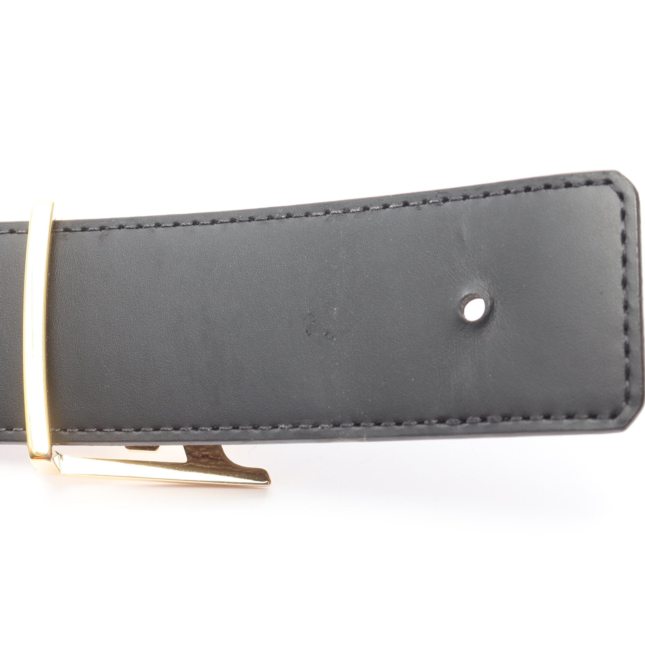 サンチュール LVイニシャル ベルト PVC レザー ブラウン ブラック ルイ