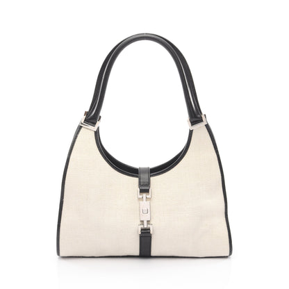 ジャッキー ショルダーバッグ キャンバス レザー オフホワイト ブラック グッチ バッグ GUCCI