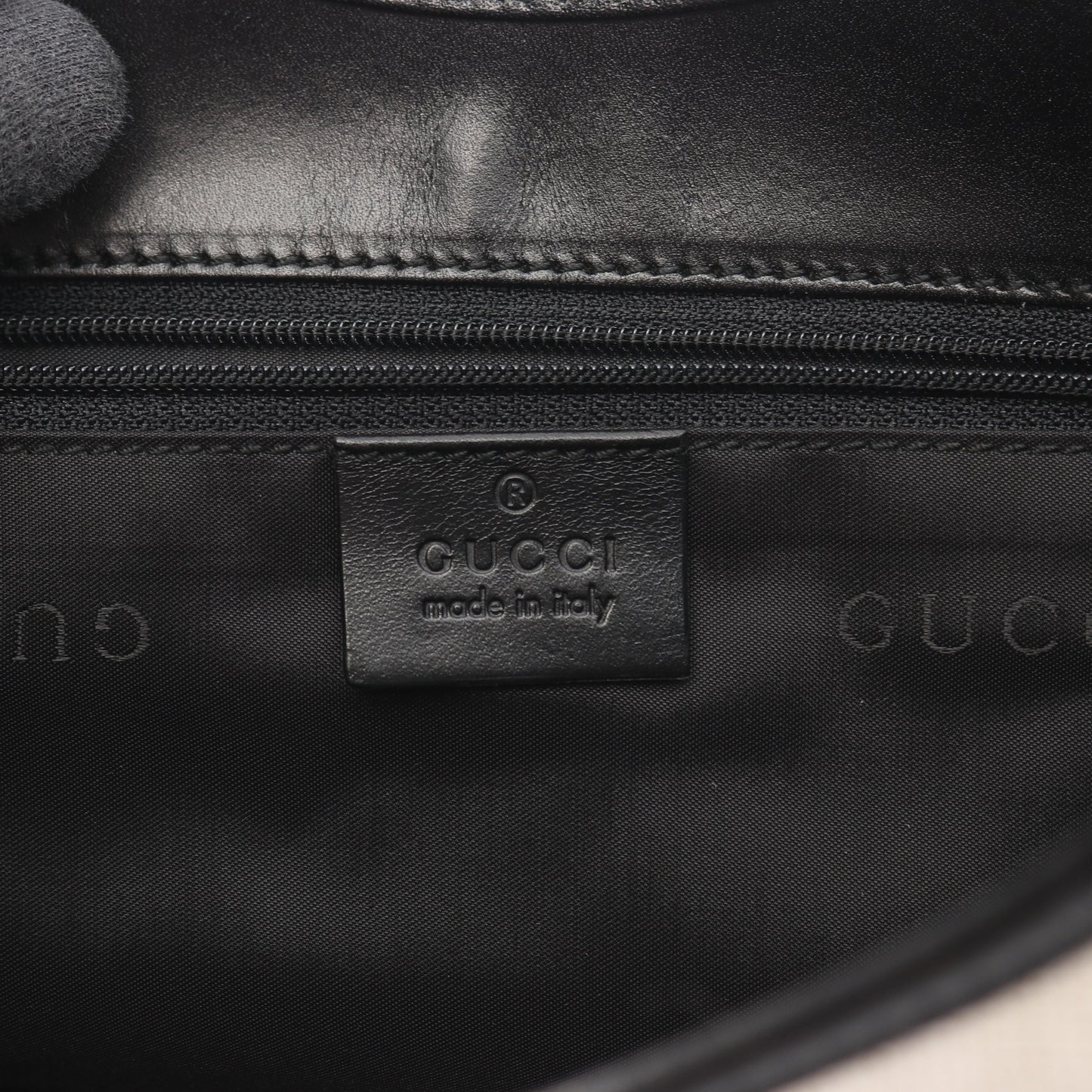 ジャッキー ショルダーバッグ キャンバス レザー オフホワイト ブラック グッチ バッグ GUCCI