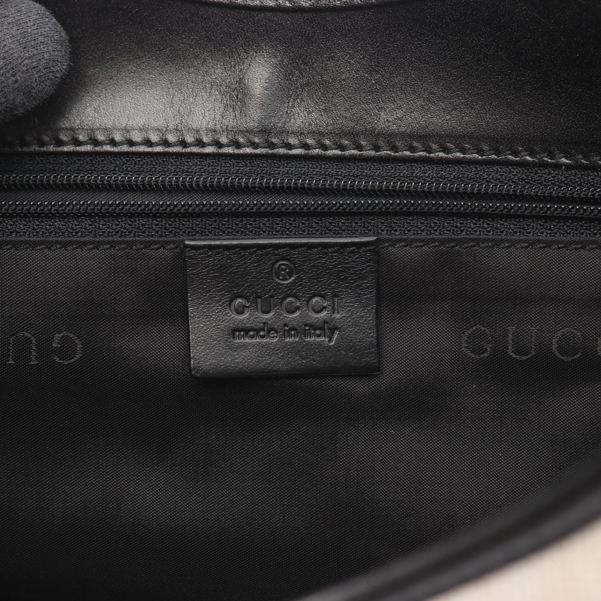 ジャッキー ショルダーバッグ キャンバス レザー オフホワイト ブラック グッチ バッグ GUCCI
