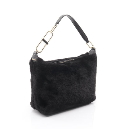 TEIA-CROSSBODY ハンドバッグ ファー レザー ブラック 2WAY フルラ バッグ FURLA