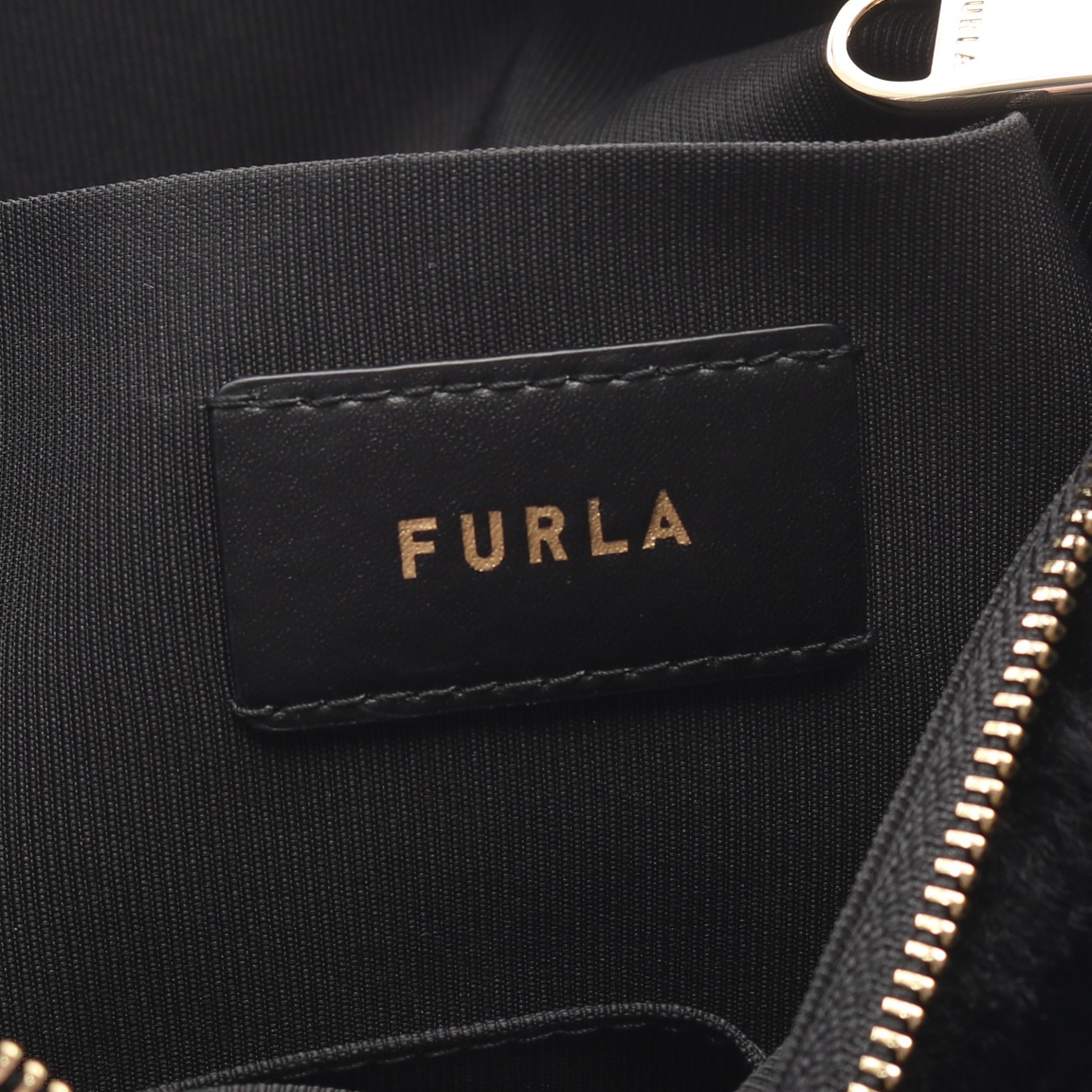 TEIA-CROSSBODY ハンドバッグ ファー レザー ブラック 2WAY フルラ バッグ FURLA