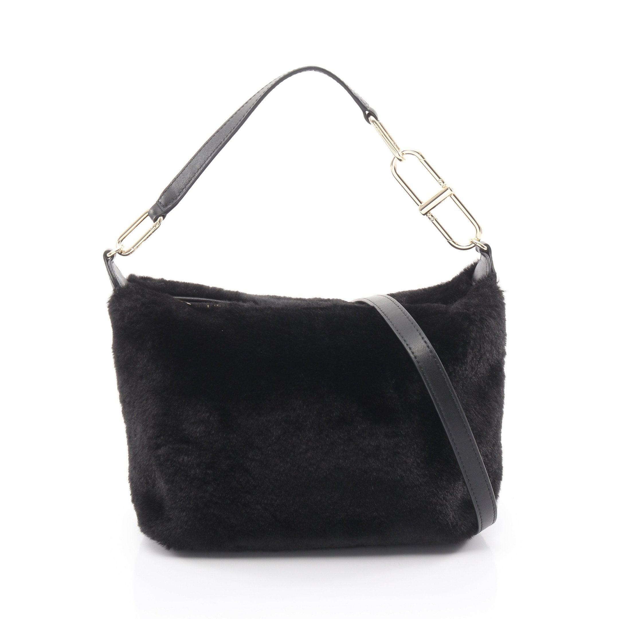フルラ  2WAY ショルダーバッグ ハンドバッグ ファー付 TEIA-CROSSBODY ハンドバッグ ファー レザー ブラック 2WAY フルラ – RECLO