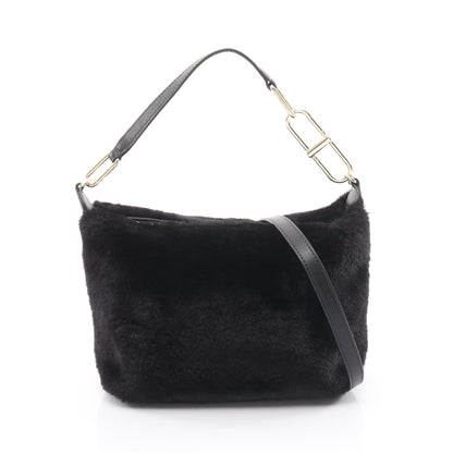 TEIA-CROSSBODY ハンドバッグ ファー レザー ブラック 2WAY フルラ バッグ FURLA