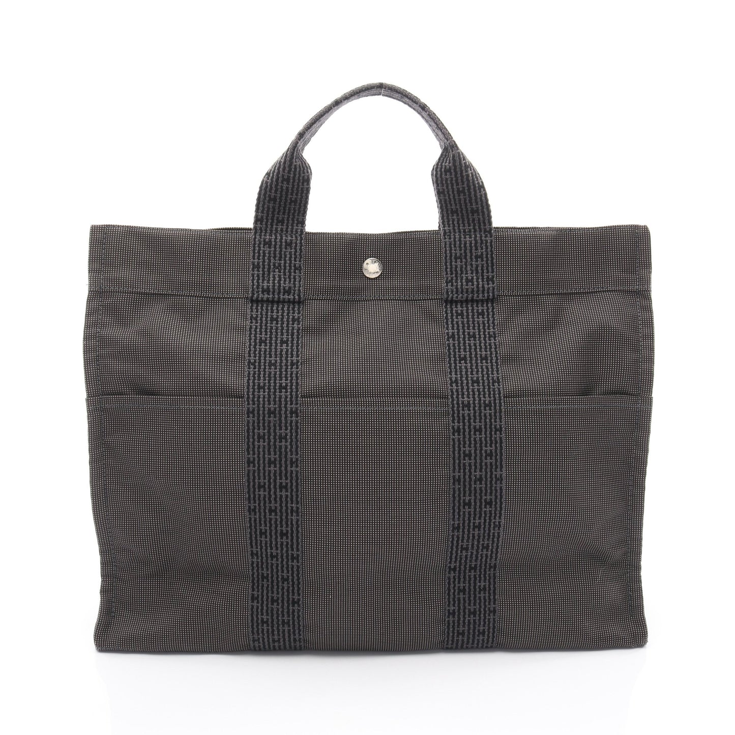 エールラインMM ハンドバッグ トートバッグ ナイロンキャンバス ダークグレー シルバー金具 エルメス バッグ HERMES