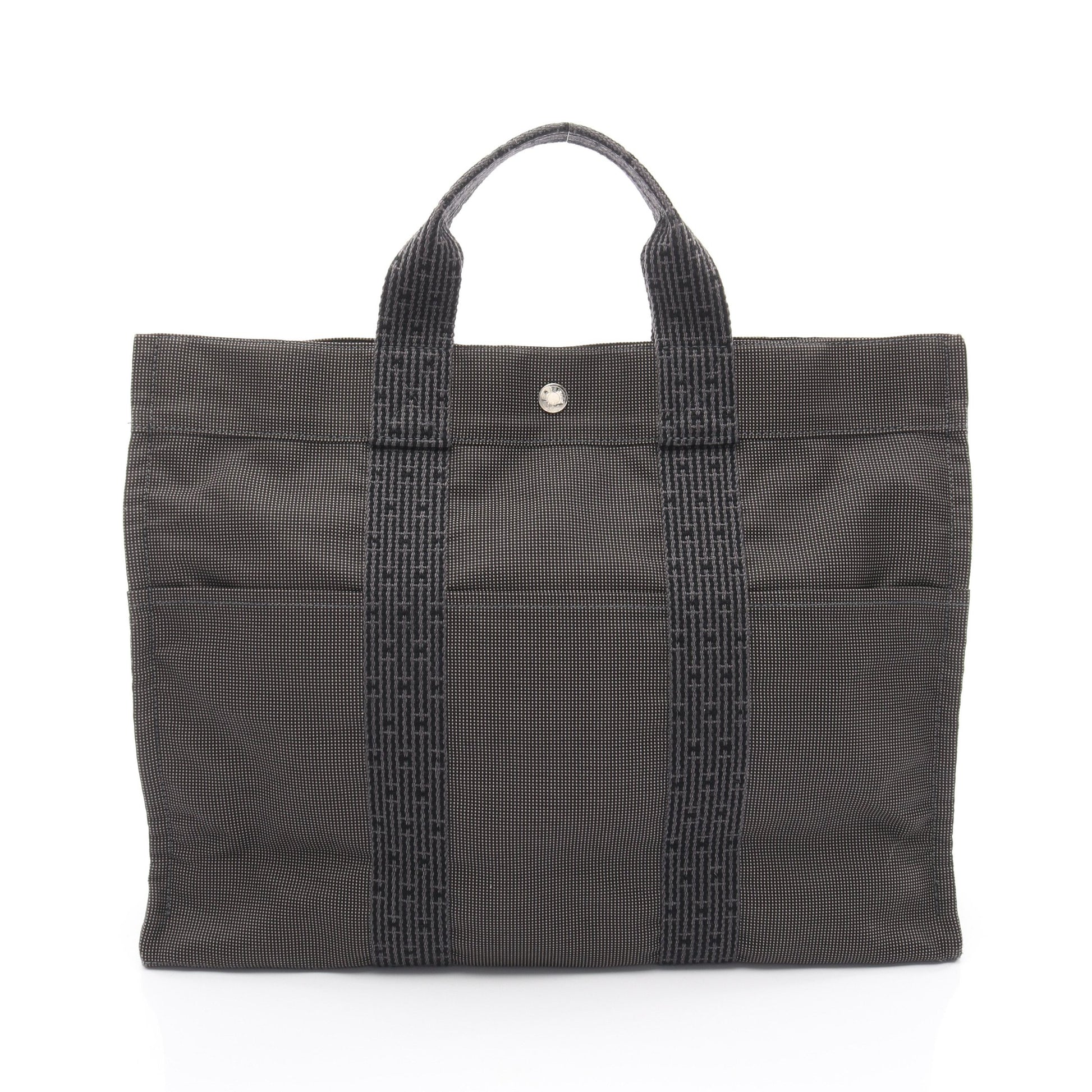 エールラインMM ハンドバッグ トートバッグ ナイロンキャンバス ダークグレー シルバー金具 エルメス バッグ HERMES