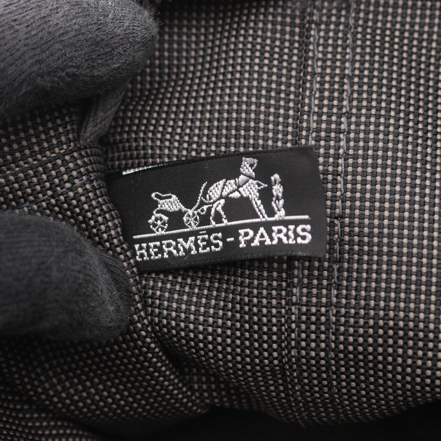 エールラインMM ハンドバッグ トートバッグ ナイロンキャンバス ダークグレー シルバー金具 エルメス バッグ HERMES