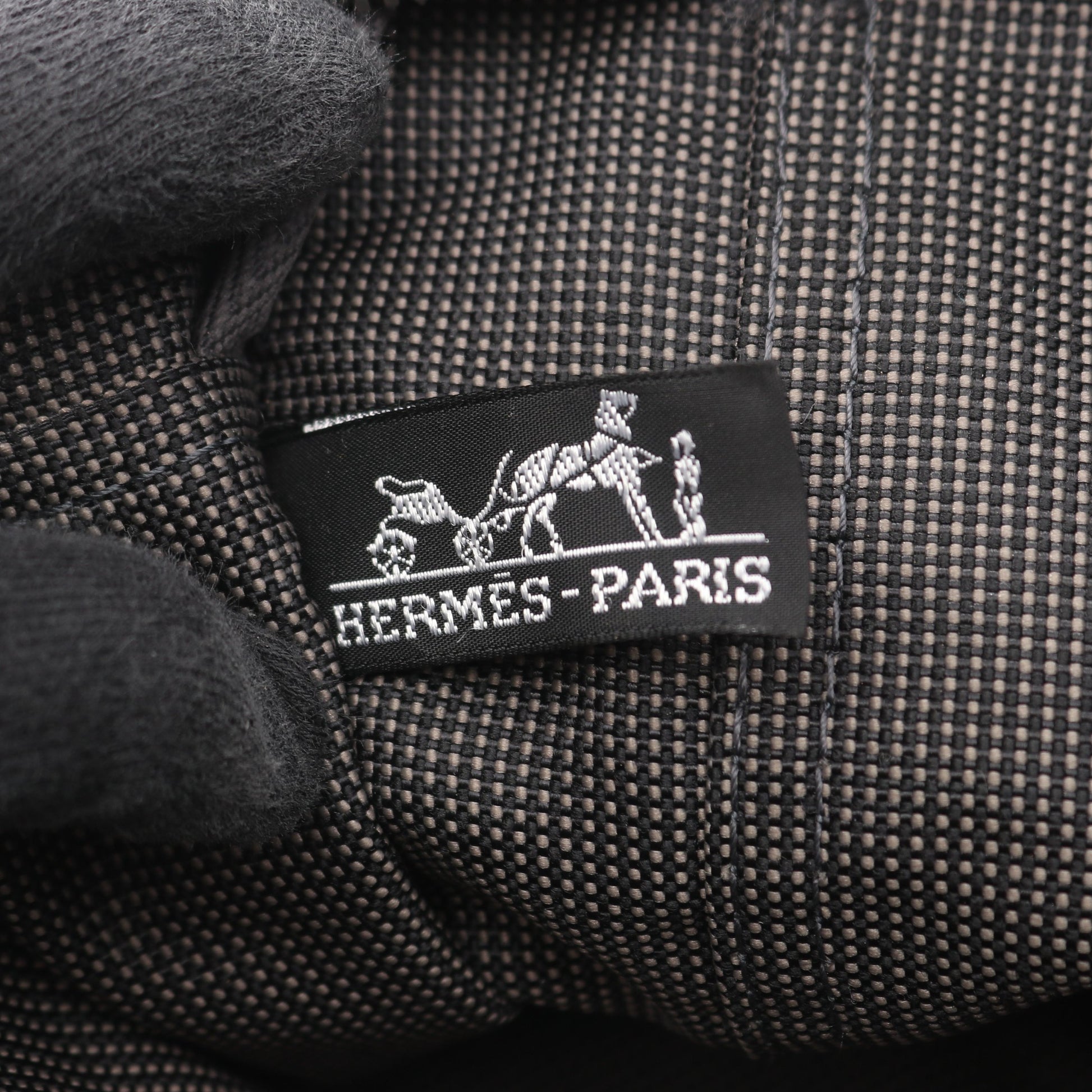 エールラインMM ハンドバッグ トートバッグ ナイロンキャンバス ダークグレー シルバー金具 エルメス バッグ HERMES