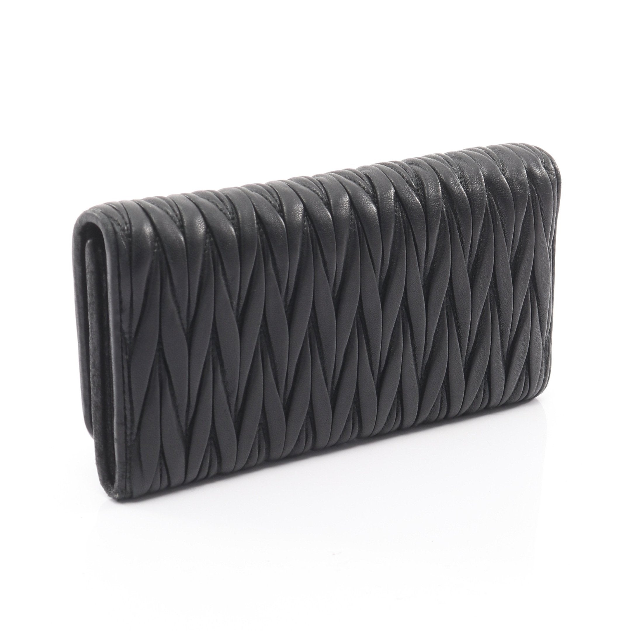 MATELASSE'1 二つ折り長財布 レザー ブラック ミュウミュウ – RECLO