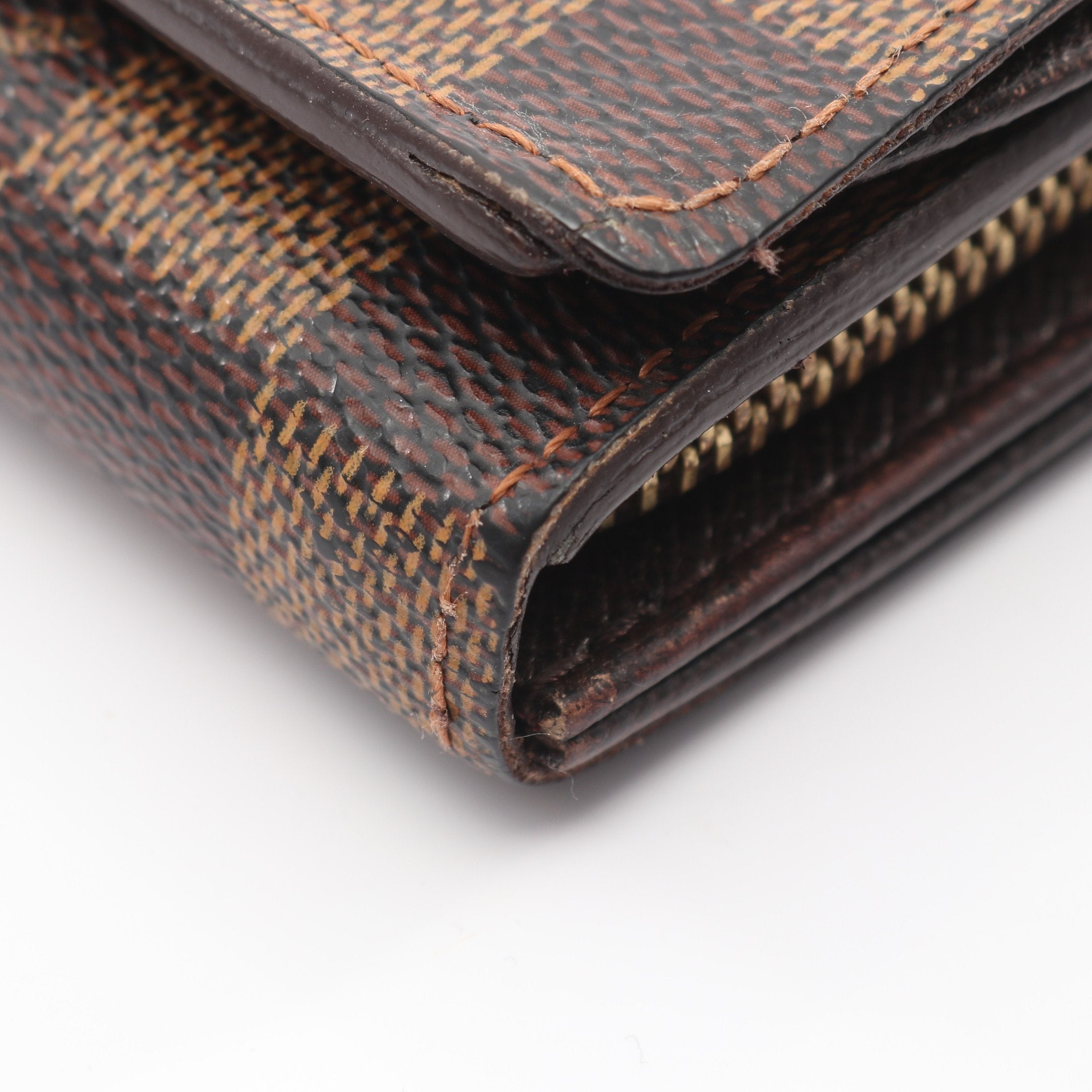 ポルト モネ ビエ トレゾール ダミエエベヌ 二つ折り財布 PVC レザー