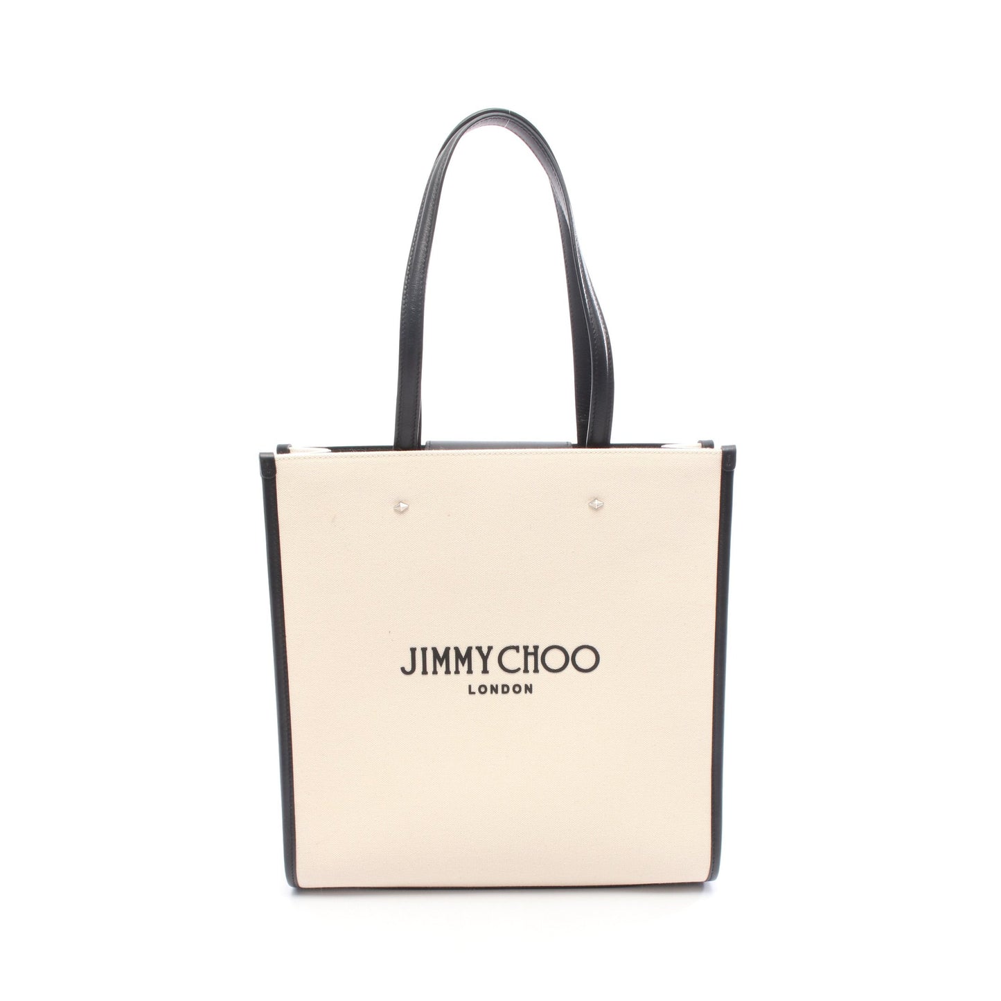 N/S TOTE M ショルダーバッグ トートバッグ キャンバス レザー アイボリー ブラック ジミーチュウ バッグ JIMMY CHOO