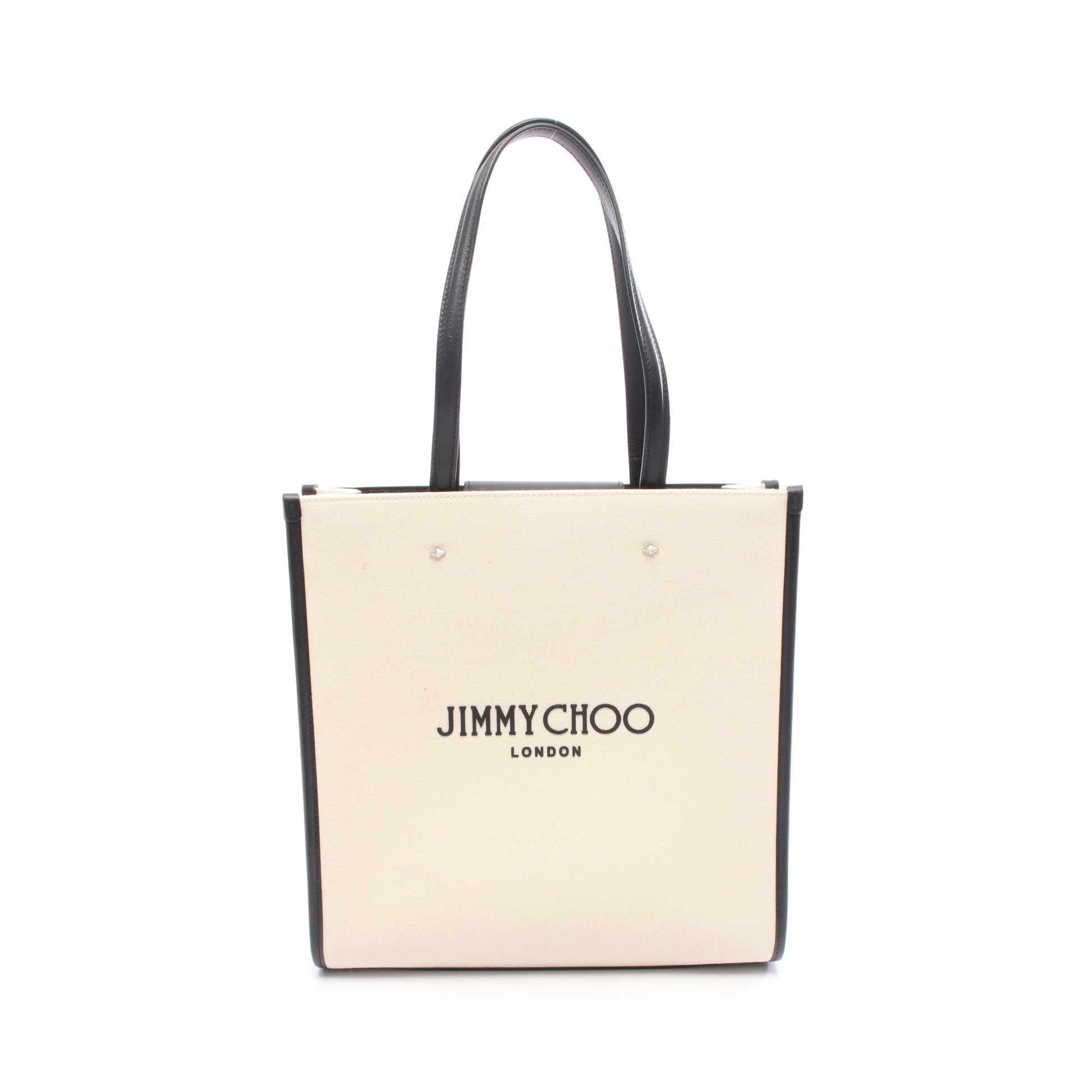 N/S TOTE M ショルダーバッグ トートバッグ キャンバス レザー アイボリー ブラック ジミーチュウ バッグ JIMMY CHOO