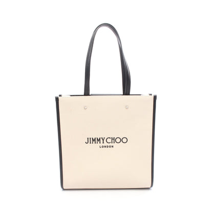 N/S TOTE M ショルダーバッグ トートバッグ キャンバス レザー アイボリー ブラック ジミーチュウ バッグ JIMMY CHOO