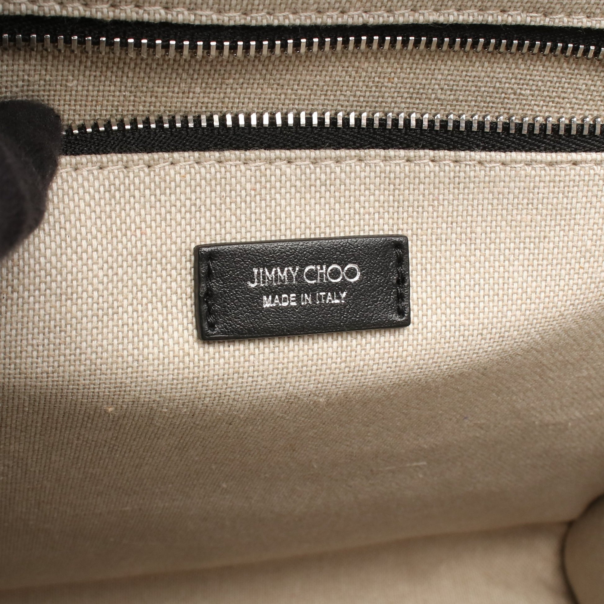 N/S TOTE M ショルダーバッグ トートバッグ キャンバス レザー アイボリー ブラック ジミーチュウ バッグ JIMMY CHOO