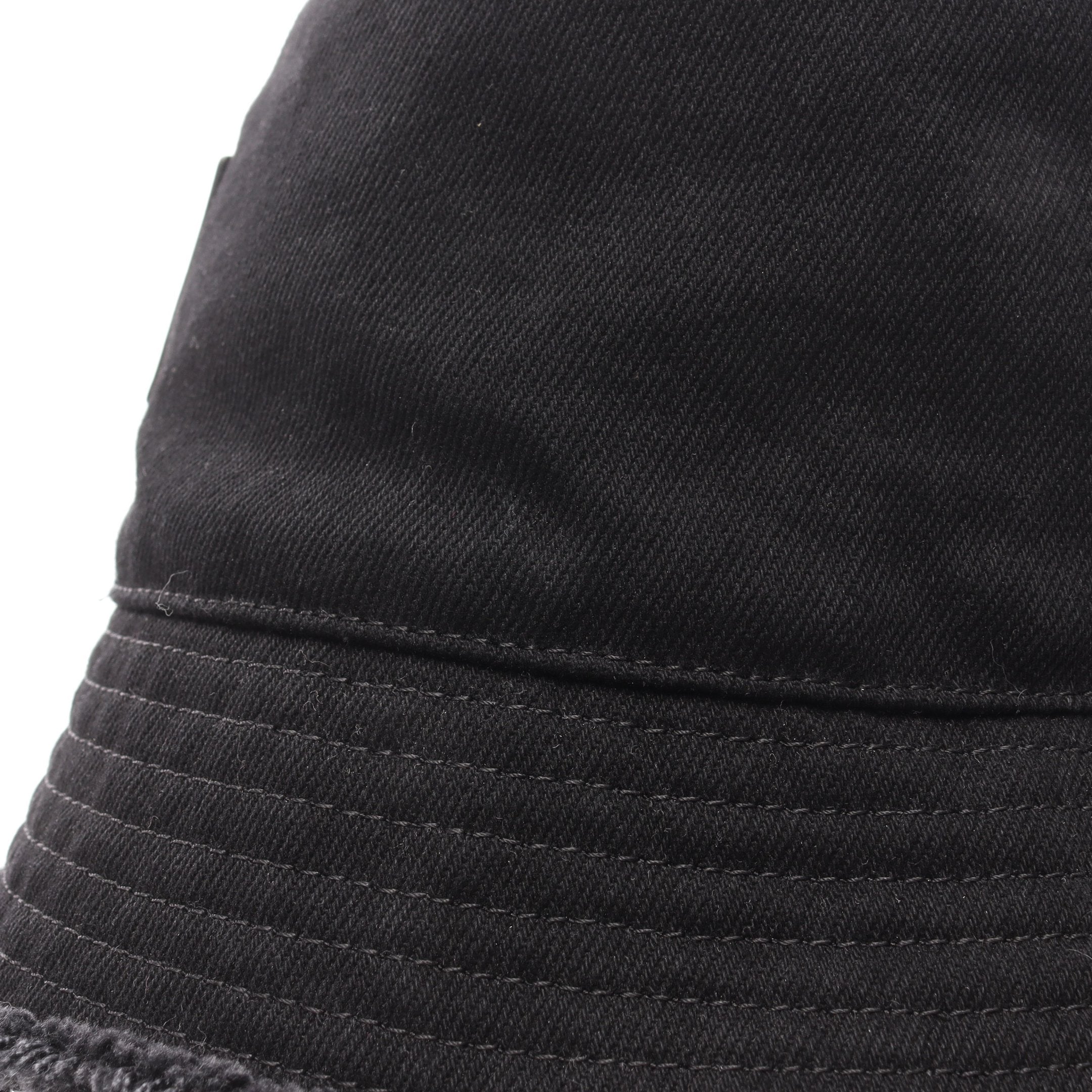 FRAYED BUCKET HAT レザーロゴパッチ ハット デニム ブラック ロエベ