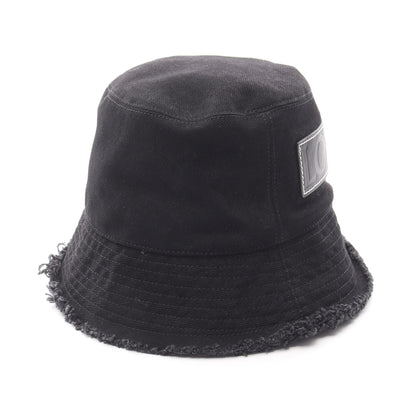 FRAYED BUCKET HAT レザーロゴパッチ ハット デニム ブラック ロエベ 財布・小物 LOEWE