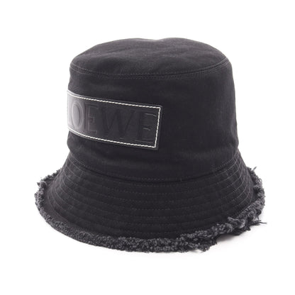 FRAYED BUCKET HAT レザーロゴパッチ ハット デニム ブラック ロエベ 財布・小物 LOEWE