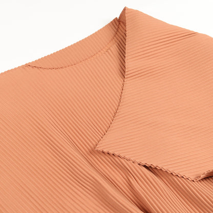 CURVE PLEATS プリーツ トップス オレンジブラウン 変形デザイン ミーイッセイミヤケ トップス me ISSEY MIYAKE