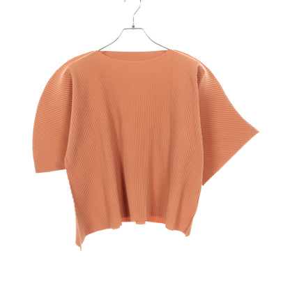 CURVE PLEATS プリーツ トップス オレンジブラウン 変形デザイン ミーイッセイミヤケ トップス me ISSEY MIYAKE