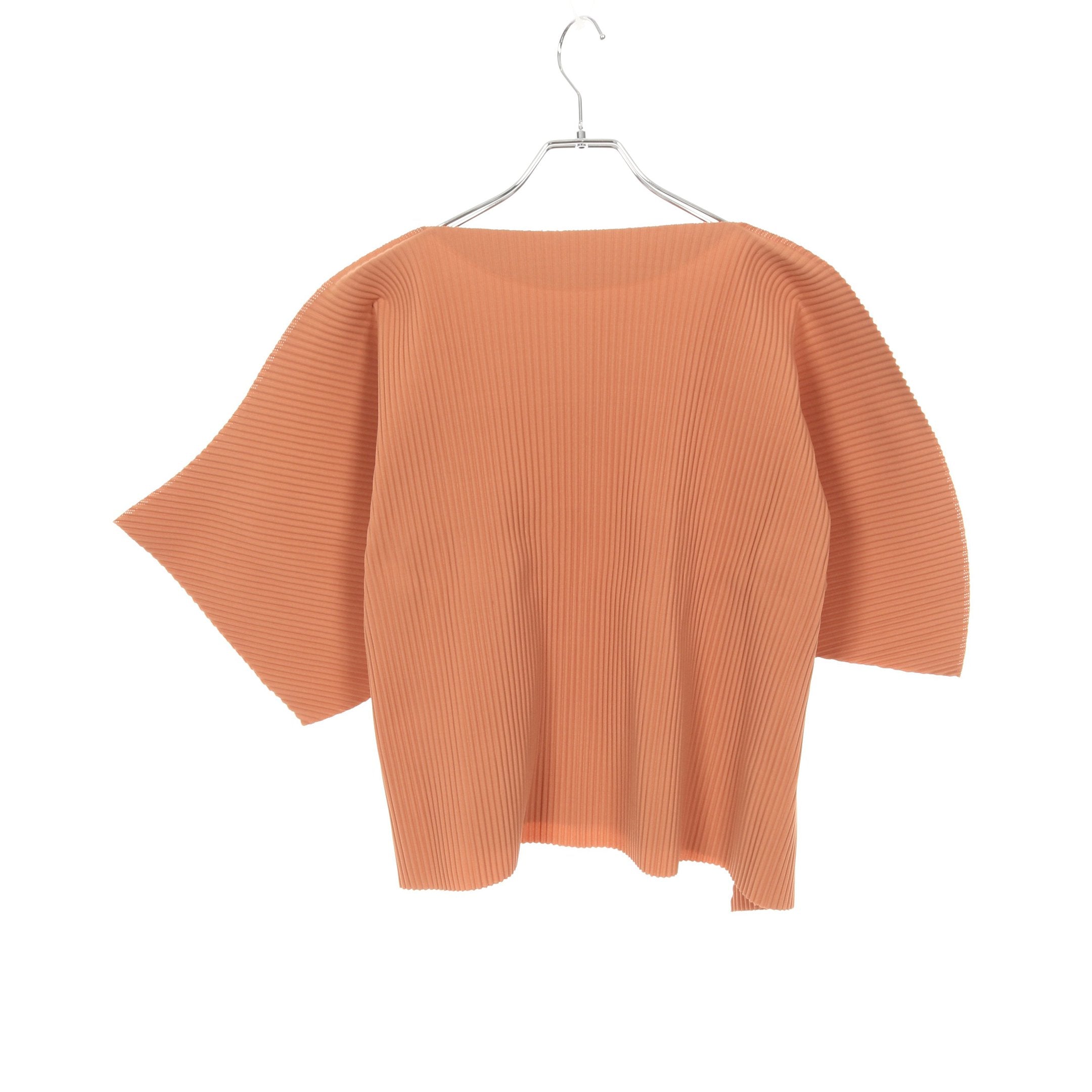 CURVE PLEATS プリーツ トップス オレンジブラウン 変形デザイン ミー