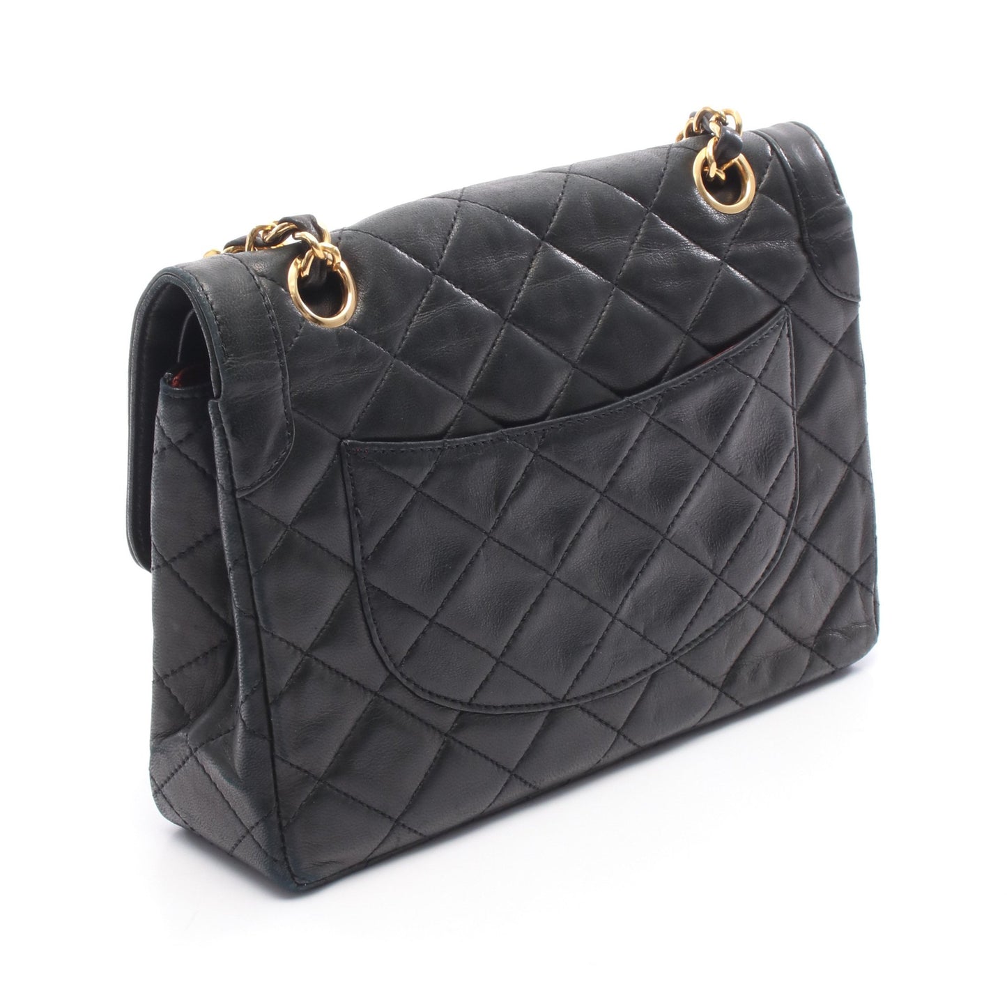 マトラッセ パリ限定 Wフラップ Wチェーンショルダーバッグ ラムスキン ブラック コンビ金具 シャネル バッグ CHANEL