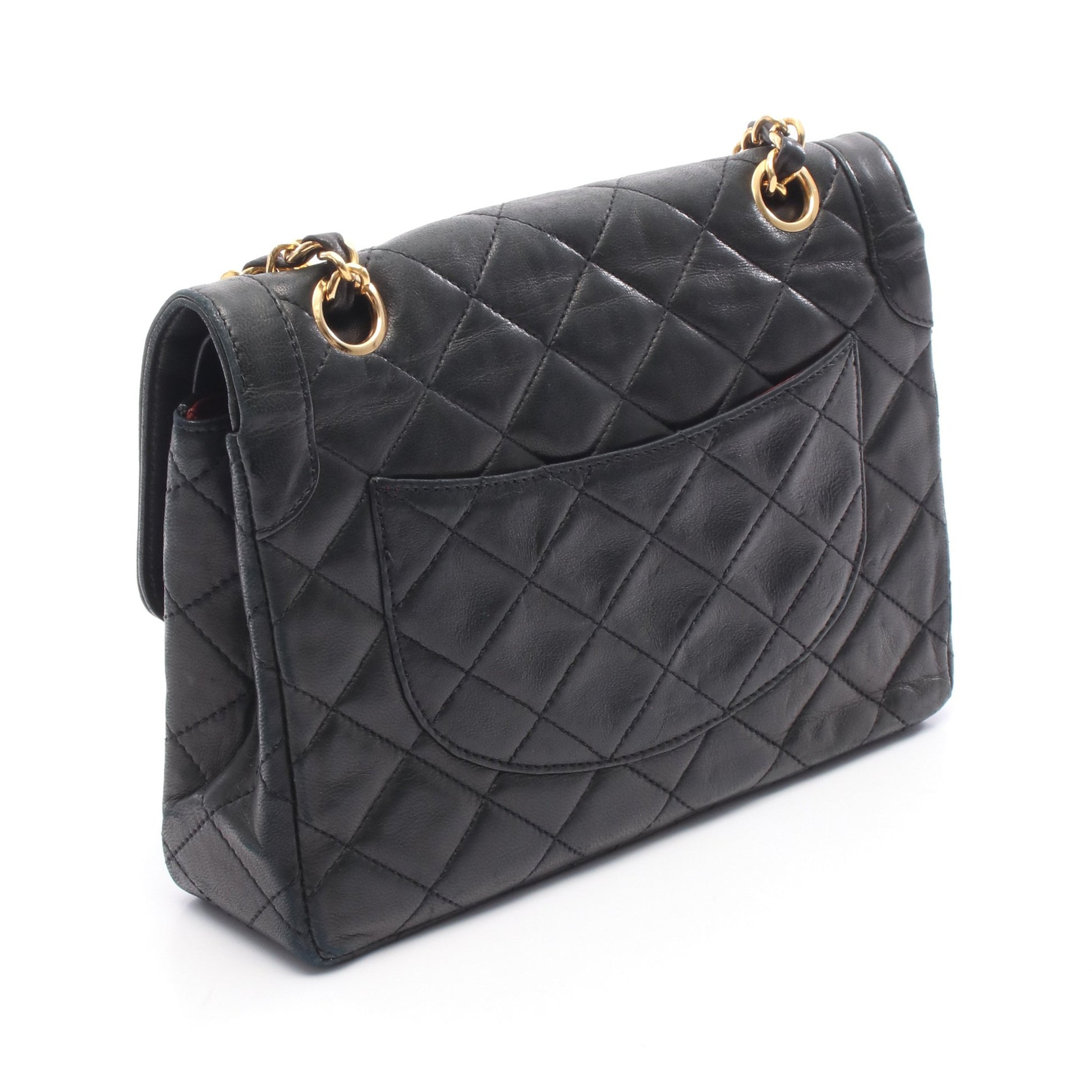 マトラッセ パリ限定 Wフラップ Wチェーンショルダーバッグ ラムスキン ブラック コンビ金具 シャネル バッグ CHANEL