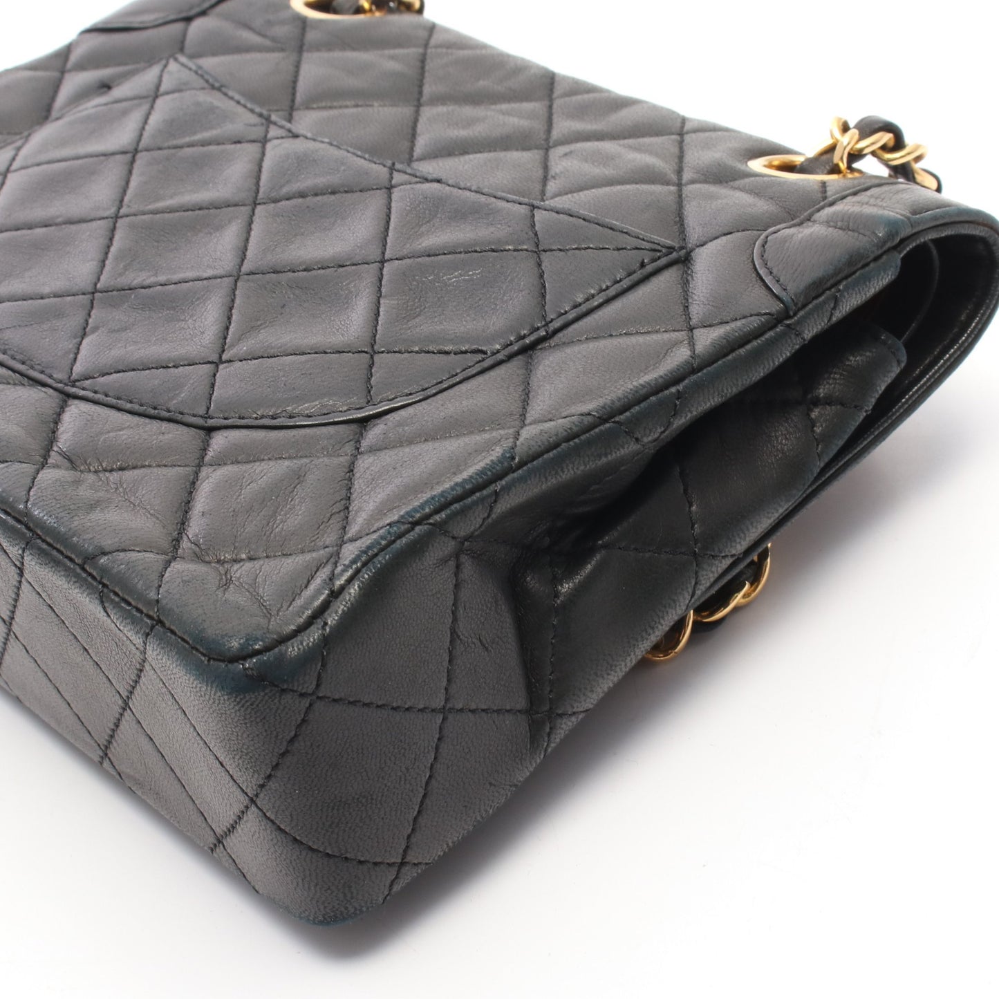 マトラッセ パリ限定 Wフラップ Wチェーンショルダーバッグ ラムスキン ブラック コンビ金具 シャネル バッグ CHANEL