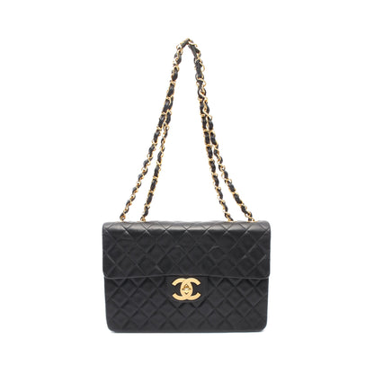 デカマトラッセ34 シングルフラップ Wチェーンショルダーバッグ ラムスキン ブラック ゴールド金具 シャネル バッグ CHANEL